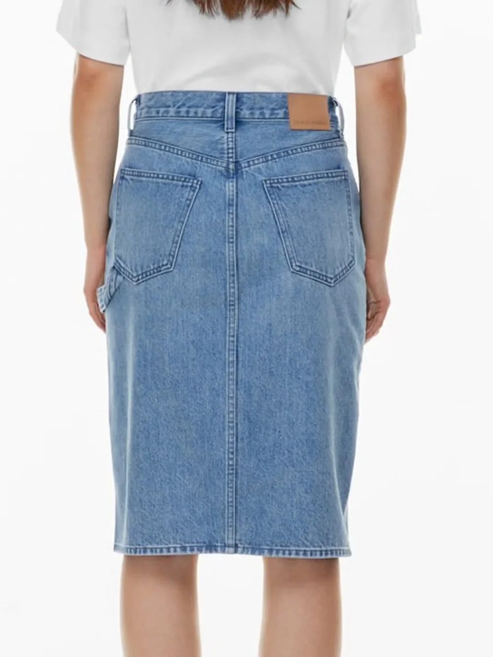 Aritzia Denim Forum The 90’s Pencil Midi Denim Skirt in Blue Sz 28 utility - Picture 4 of 15